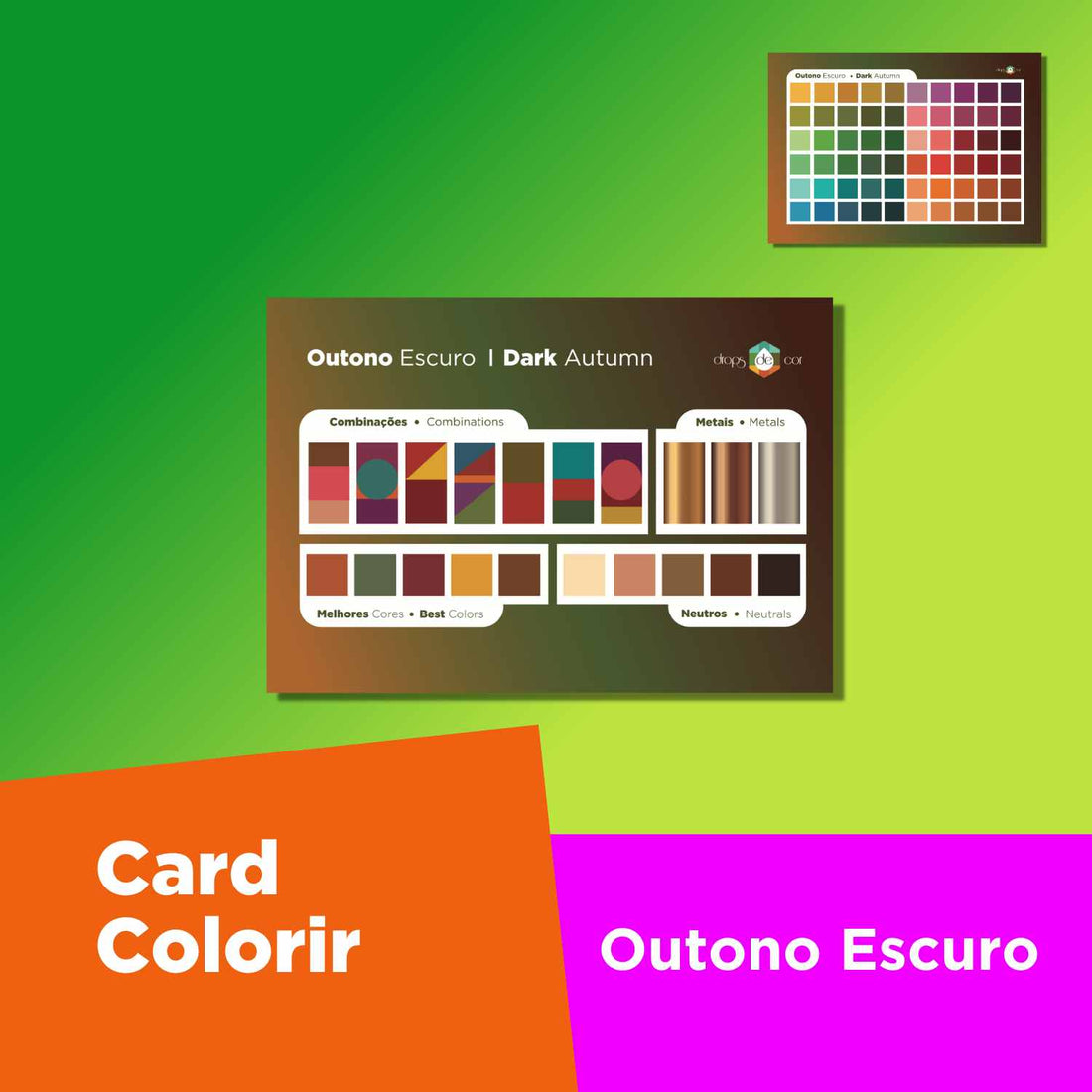 Tarjeta para colorear de otoño oscuro