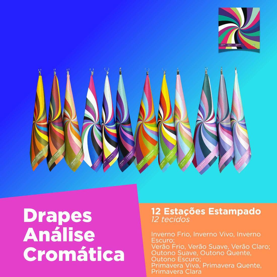 Kit Drapes das Estações Estampado  - 12 Estações