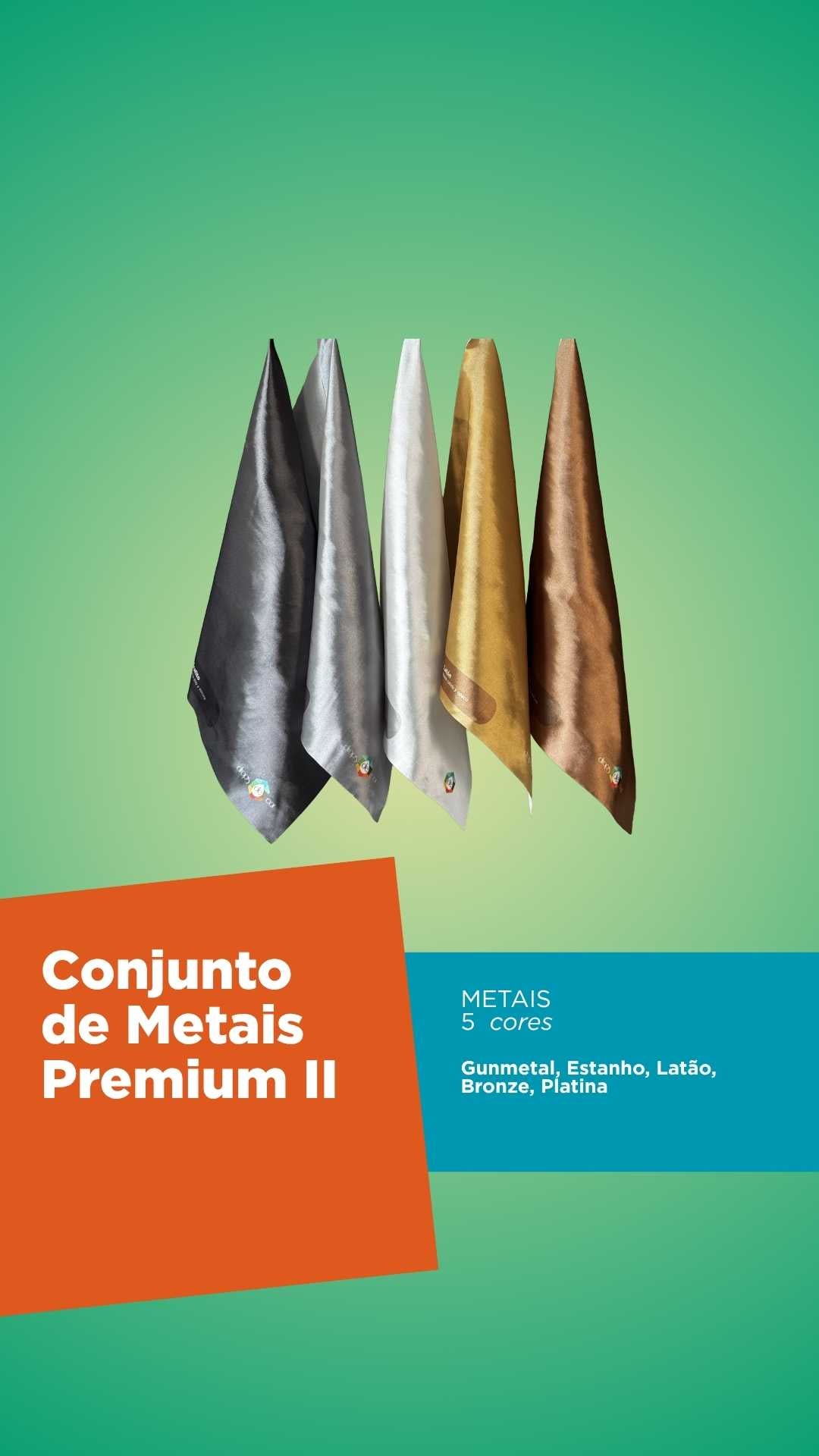 Conjunto de Metais Premium II – Gunmetal, Estanho, Latão, Bronze, Platina